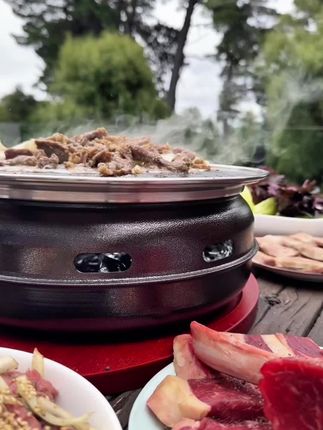 韩式烧烤架家用碳烤商用烤肉炉炭火圆形户外便携露营烧烤炉#韩式无烟烧烤炉
