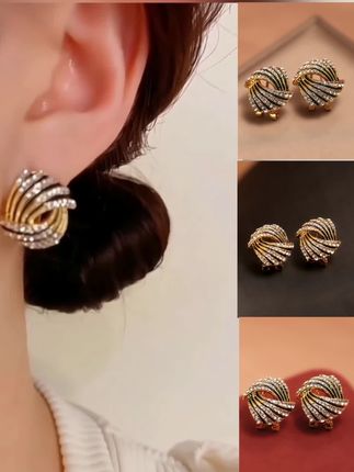 铜合金合成锆石耳饰 精致时尚黑白条纹耳钉女轻奢小众耳环新款ins#耳钉控 #耳饰搭配 #铜合金耳饰推荐 #耳环饰品