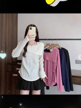 新款胖mm大码女装,甜美减龄,修饰腰身,显瘦长袖上衣,A2302。,,话题 #微胖穿搭 #秋季新款 #秋季穿搭 #胖mm穿搭 #大码女装