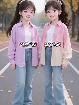 女童衬衫外套中大童韩版宽松百搭开衫长袖上衣 #女童穿搭 #高品质童装 #谁穿谁好看 #高级感穿搭 #早秋穿搭三分钟出门不是梦