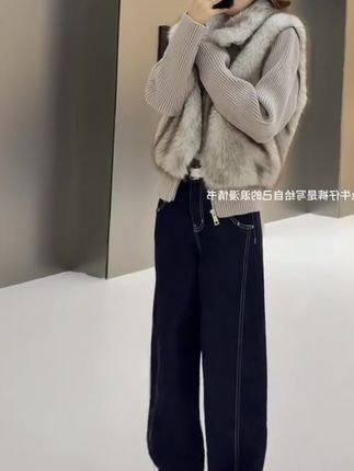 这条丹宁色阔腿裤是写给自己的浪漫情书#穿搭技巧 #ootd穿搭#许妍的衣橱每套都过分美丽
