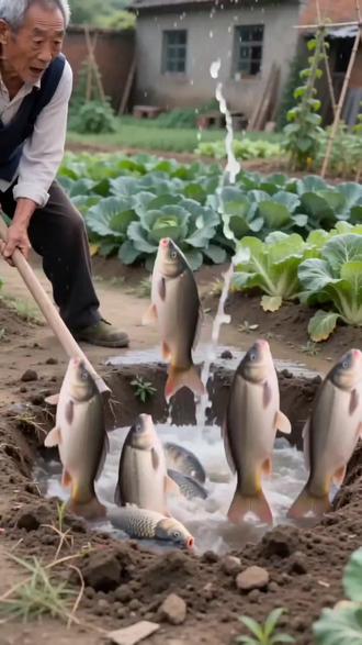 #AI菜园刨地遇鱼涌 #有想吃鱼的吗#我的乡村生活#我们这里还有鱼#随变ai随便玩