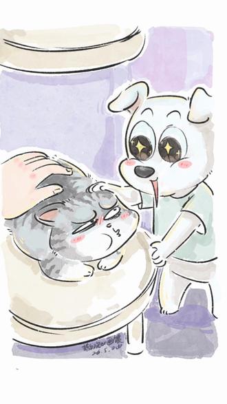 据说上辈子说:再撸猫就是狗的那一批已经投胎成功了 #插画 #艺术在抖音 #治愈画风 #狗狗的心思都写在脸上了 #猫咪的不服全写在脸上 绘画素材来自@小玄 如有侵权 联系删除