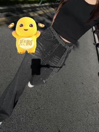 美式黑色烫钻阔腿牛仔裤女士夏季新款2025新款高腰显瘦时尚拖 #拖地裤 #高腰显瘦 #新款百搭 #夏季新款 #牛仔裤 @DOU+上热门 @抖加🔥上热门🔥dou+🔥热点宝 @巨量千川