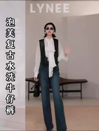 老粉必冲的泡芙牛仔裤,好看好穿#复古牛仔裤 #洗水蓝牛仔裤 #高弹牛仔裤 #遮肉显瘦