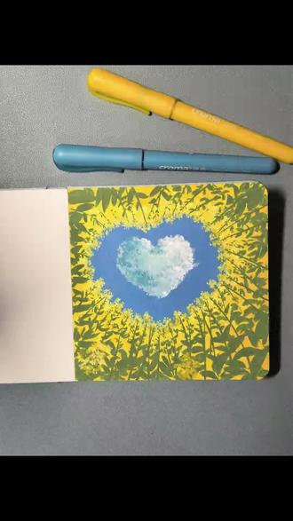 油菜花田仰望 | 丙烯马克笔#跟着抖音学画画 #没点艺术细胞刷不到 #画画 #丙烯马克笔