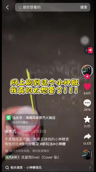 看网上用小神鞭自制烟花我也试了一下#用抖音记录人生 #过年放炮 #这是个真实的事情 #放烟花 #真实生活分享计划