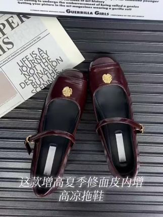 增高夏季修面皮内增高凉拖鞋山茶花单鞋鞋子粗跟复古玛丽珍女鞋子 #爆款推荐#好物分享#物有所值