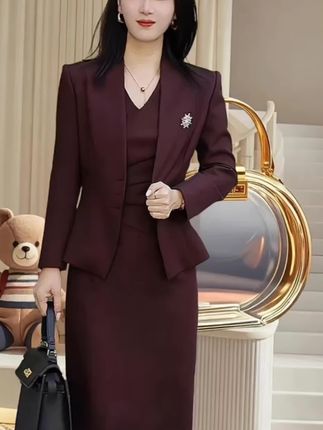 西装职业女裙套装职场轻熟风无袖连衣裙两件套喜婆婆喜妈妈婚宴装