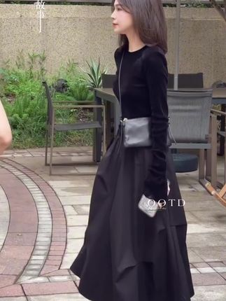 #气质套装裙#赫本小黑裙 #显瘦穿搭 #内穿外搭都好看