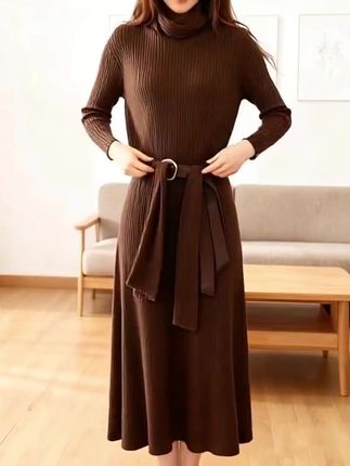 送围巾腰带!时尚轻奢裙套装女2025秋冬新款纯色百搭针织衫+半身裙#裙子 #时尚穿搭时尚穿搭时尚 #穿搭分享 #连衣裙女裙子