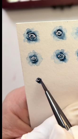 蓝色水彩玫瑰🌹#水彩 #水彩玫瑰花美甲
