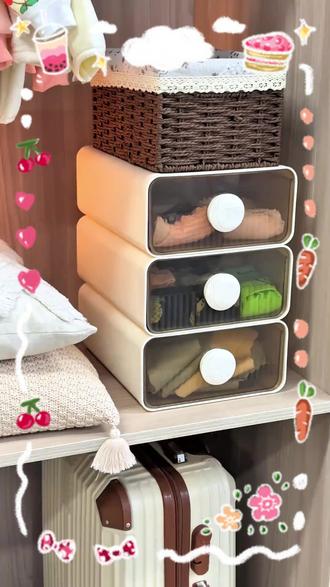 内衣内裤收纳盒家用衣柜贴身衣物袜子抽屉式分隔整理盒三合一神器#收纳神器 #家用好物 #衣柜整理 #抽屉式收纳 #衣物收纳