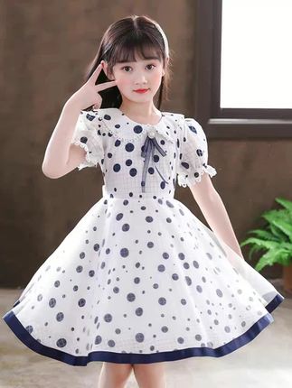 #女童连衣裙夏季2025新款洋气网红裙子儿童韩版公主裙波点网纱裙 @DOU+小助手 @抖音小助手