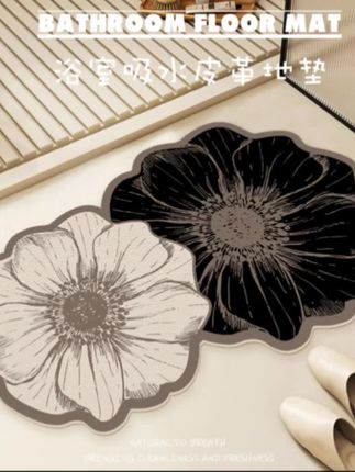蔷薇双花简约轻奢浴室入户门卫生间地垫家用防滑易打理吸水皮革垫#地垫 #浴室地垫 #家居好物 #好物推荐🔥 #浴室好物