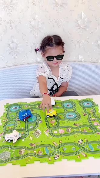 儿童益智DIY拼图小车玩具电动轨道小汽车拼装场景搭建男孩3- #益智拼图 #轨道车玩具 #益智玩具 #好物推荐 #电动轨道车