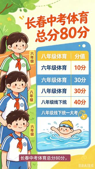 长春中考体育怎么考? #中考热门话题 #长春中考体育 #中考体育80分
中考体育80分,你知道分几次考吗?都几年级考?