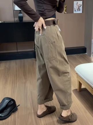 Aimeerosa/艾洛莎洋气韩版九分牛仔裤女秋季新款遮肉显瘦老爹裤子#时尚潮流穿搭#休闲时尚百搭#牛仔裤穿搭#阔腿裤穿搭#休闲穿搭