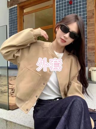 复古拼接短款夹克外套女秋季新款高级感宽松休闲棒球服上衣潮ins#高级感穿搭 #时尚穿搭 #好物推荐🔥