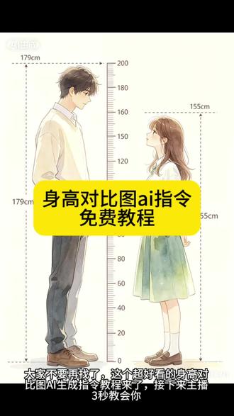 情侣身高对比图ai指令免费教程#情侣身高差 #情侣身高 #剪映 #剪映图片设计 #ai身高对比图