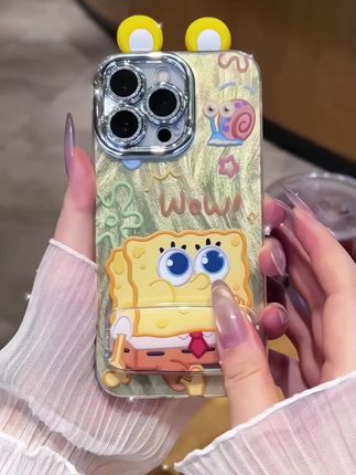 海绵宝宝适用苹果vivo华为oppo小米iPhone16羽纱无边框手机壳#潮牌手机壳 #防摔手机壳 #网红手机壳 #创意手机壳 #百搭手机壳