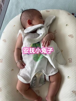 可啃的安抚小兔子 搂着小兔子睡觉又乖又可爱🥰#安抚巾 #哄睡 #自主入睡 #阿贝贝