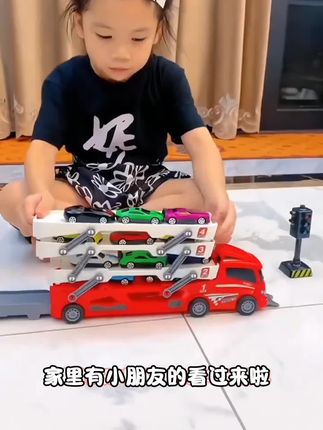 弹射变形收纳轨道拖车运输车超长可拉伸金属小汽车儿童玩具男孩#爆款#分享好物#好货