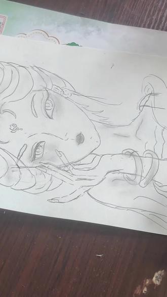今天画的是妲己#儿童素描#自学画画