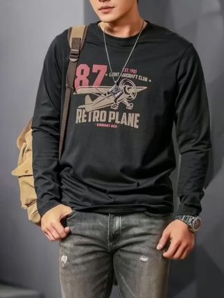 #纯棉长袖T恤男 #品质男装 #潮男穿搭 #男装t恤 #休闲百搭