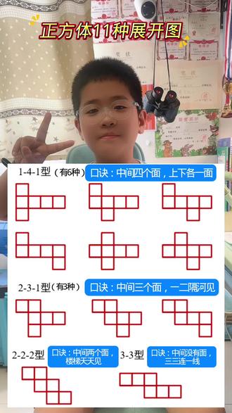 三年级上册数学,正方形11种展开图 #数学思维逻辑训练 #小学数学 #数学思维提升 #数学数图形技巧 #人教版数学