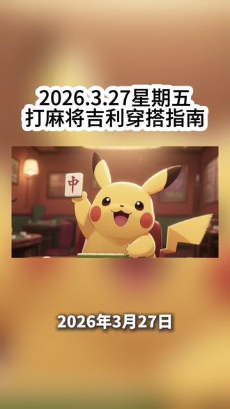 2026.3.27吉利穿搭指南#宝可梦麻将 #搓麻日历 #麻将通知 #2026麻将 #自助棋牌室