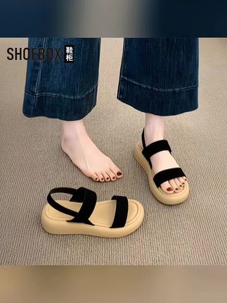 达芙妮集团厚底软底凉鞋女夏外穿2025新款时尚百搭不累脚罗马凉鞋#罗马凉鞋 #凉鞋女 #凉拖鞋女