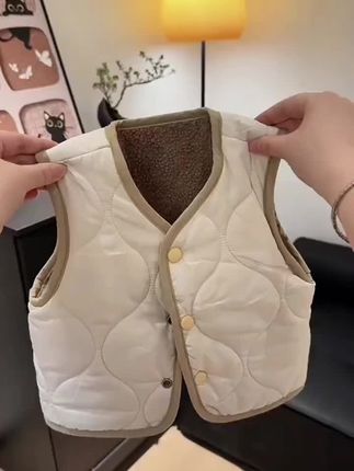 实用两面穿韩版男女童马甲童装马夹背心宝宝夹棉加厚外穿秋冬坎肩#完美搭配