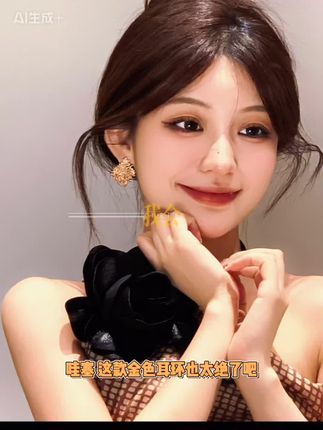 FULL GIRLISH耳环00129金色轻奢镂空耳钉耳饰#穿搭 #嘴巴上的闭口怎么处理 #小珍珠 #角质层薄是否还需要去角质