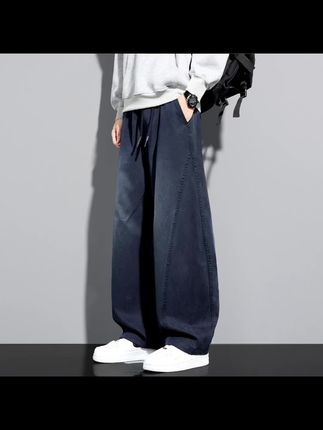 男款美式复古百搭水洗牛仔裤2025秋季宽松垂感高街阔腿痞帅弯刀裤#简约大气 #舒适百搭 #显瘦显高 #时尚裤子