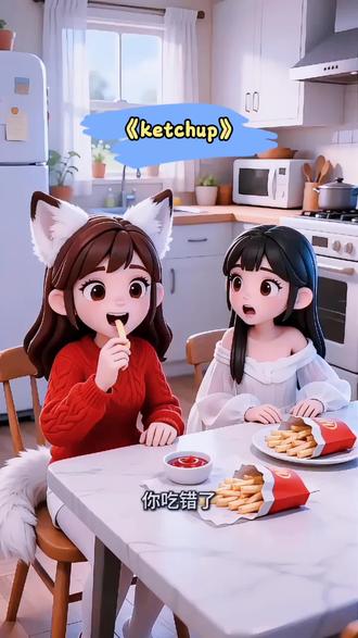 今天来学番茄酱的英文ketchup 。亲子互动新玩法,薯条蘸!大作战动画 #亲子互动 #早教 #陪伴孩子的美好时光 #宝宝学英语 #美食冷知识