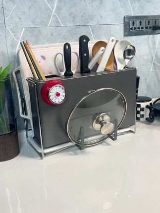 买了这个#刀具筷子收纳架 全家都非常满意,刀具筷子勺子锅盖通通都能收纳起来,厨房里整洁又好看。#厨房好物 #厨房置物架 #刀具收纳架推荐 #厨房收纳