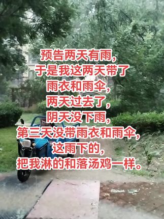 预告有雨没下,预告没雨却下雨了。