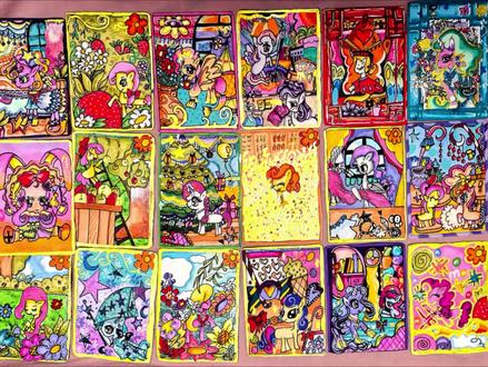 整理月亮画的小马宝莉卡,正好马年画小马卡~🐴和她之前抽的卡放一起。之前给买了3盒卡,抽完再都不要了,跟我说抽不到的卡她自己做。☺️全是月亮的原创小马宝莉周边~
#手绘卡片 #小马宝莉绘画#爱画画的孩子 #小马宝莉绘画