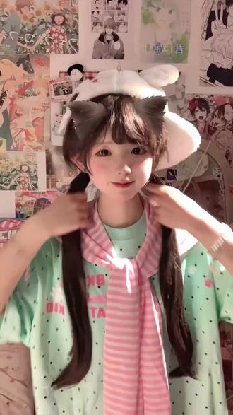 文文不乖原创多巴胺条纹披肩波点短袖可拆卸T恤女夏宽松上衣#潮流穿搭
