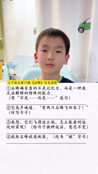 #三年级下册语文 第10课《石蜂》句式训练#仿写句子 #句式训练 #知识点总结 #知识分享