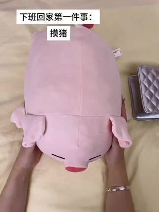 下班回家第一件事:摸猪,名创的这只猪应该人手一只吧!#毛绒玩偶 #小猪bobo #解压 #沉浸式 #搞笑