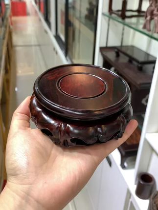红酸枝微凹黄檀圆形底座#文房雅器 #分享 #工匠手艺 #摆件 #红酸枝