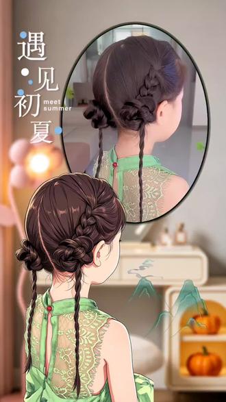 六一给女儿就扎这款花苞丸子头发型,简单易学,妈妈们可以收藏起来#中式编发 #儿童古装编发 #20秒夏日丸子头邪修教程 #生女儿就是用来打扮的 #新中式丸子头教程