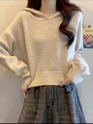 #针织衫穿搭 #连帽针织衫 #宽松显瘦