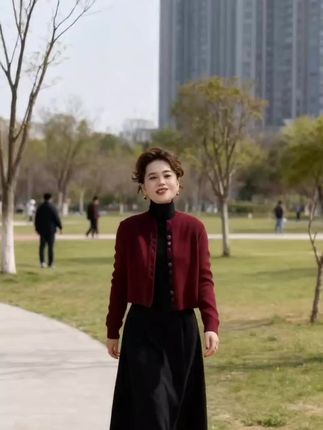 漫步在阳光洒落的草坪,微风轻拂衣角,仿佛时间都慢了下来。🍂这样安静的午后,才是生活该有的模样。#优雅气质 #穿出高级感
