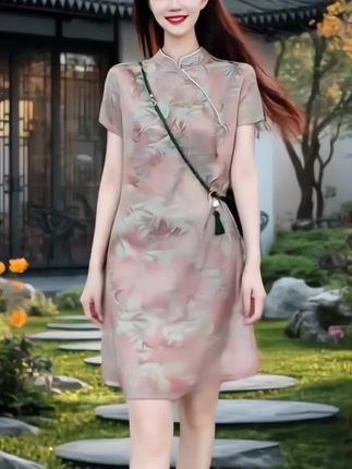 夏季复古时尚气质中国风轻奢改良新中式旗袍连衣裙显瘦新款裙子#精致优雅#面料柔软舒适