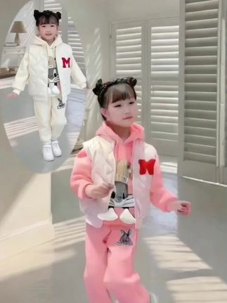 女童运动套装#洋气冬季#双层加厚 #休闲保暖三件套