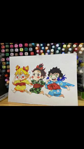 打卡day 24三小只#鬼灭之刃 #我妻善逸 #炭治郎 #伊之助 #动漫手绘