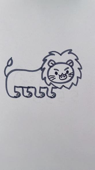 简笔画勾勒出超萌愤努小狮子#简笔画#创意简笔画 #简笔画教程 #一学就会的简笔画 #跟着抖音学画画 。